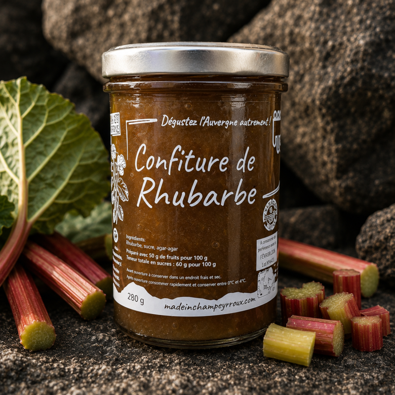 Confiture de rhubarbe Bio 280g – Made in Champeyroux