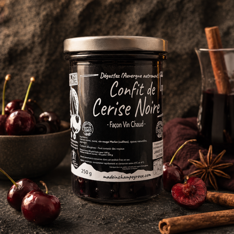 Confit de cerises noires façon vin chaud 250g – Le Picnic Français