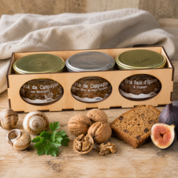 Coffret Pâtés Trio Insolite en boîte bois – escargots