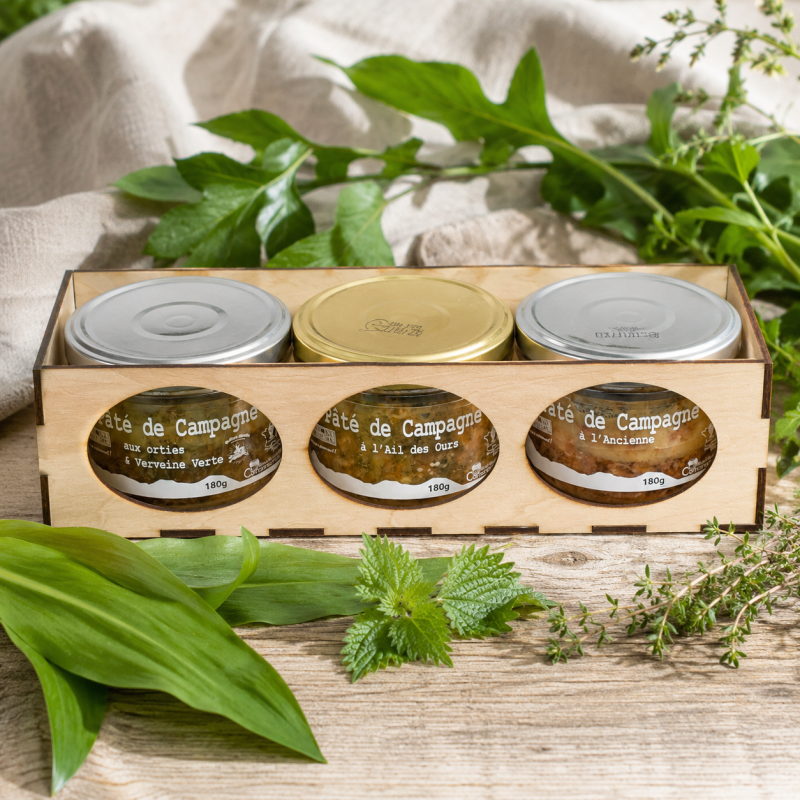 Coffret Pâtés Printemps Sauvage en boîte bois – ail des ours