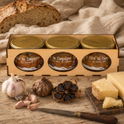 Coffret Pâtés Gourmands en boîte bois avec ail noir