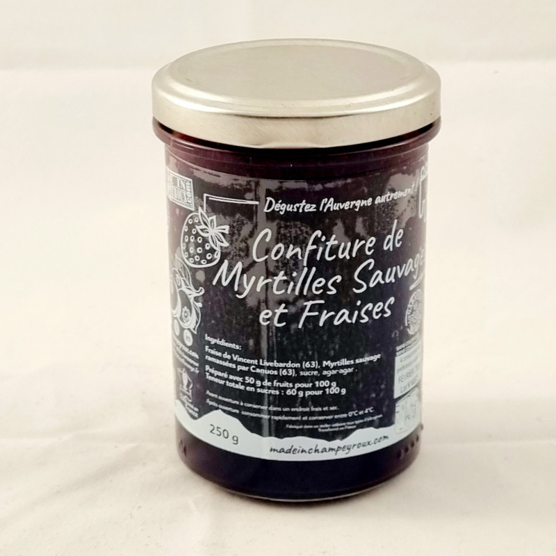 confiture myrtille sauvage et fraise d auvergne